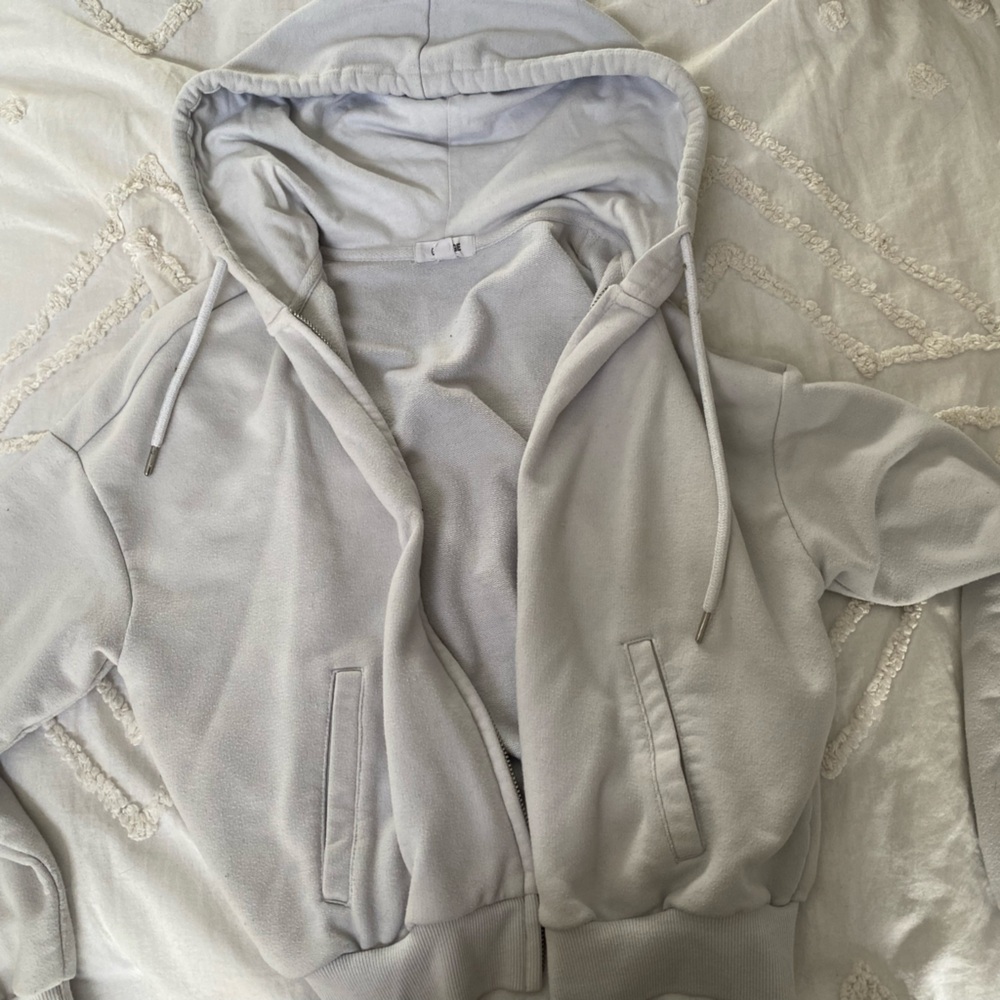 Garage white cropped zip up